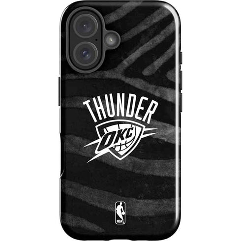 NBA Oklahoma City Thunder Black Animal Print iPhone 16 Plus Impact Case